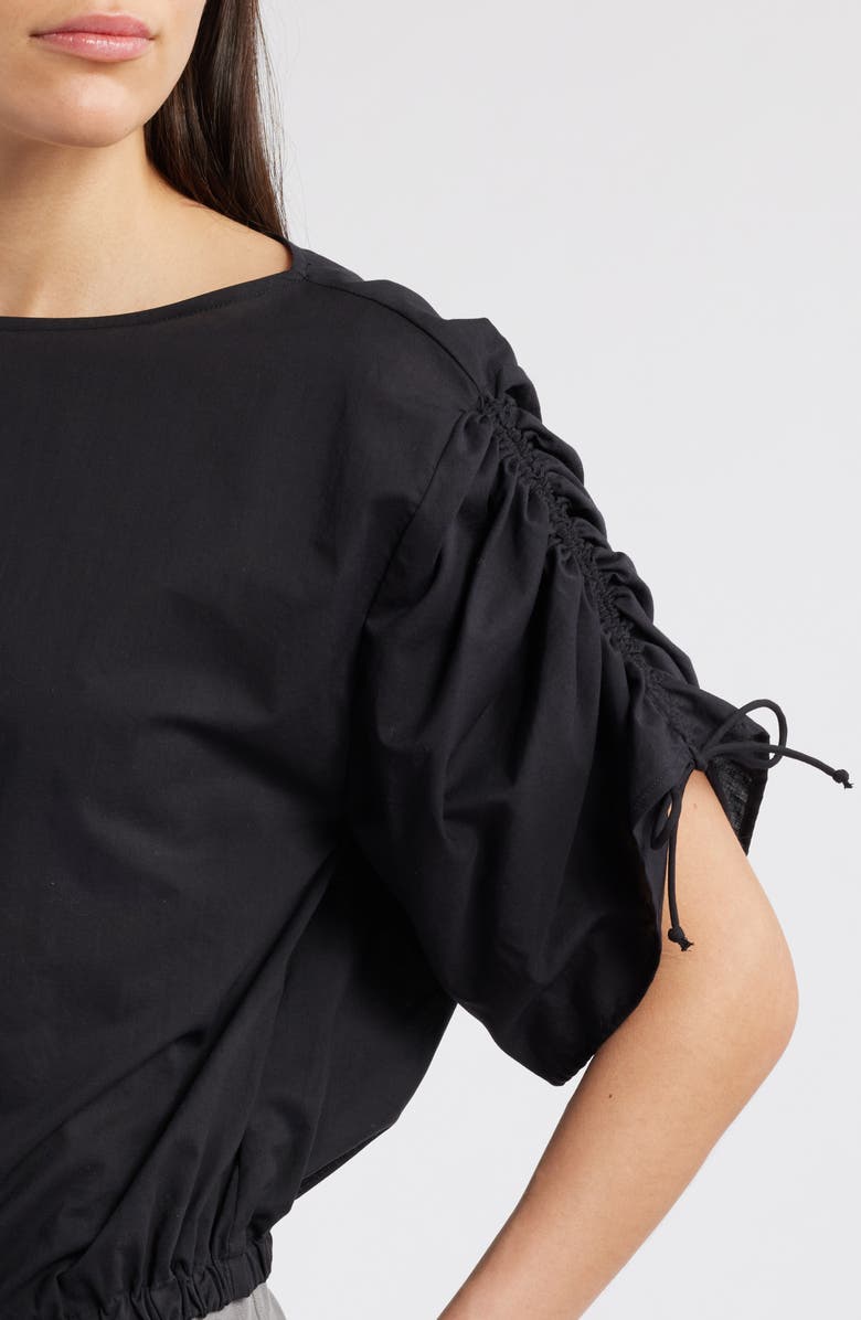 Emporio Armani Cropped Cotton Top, Alternate, color, Solid Black