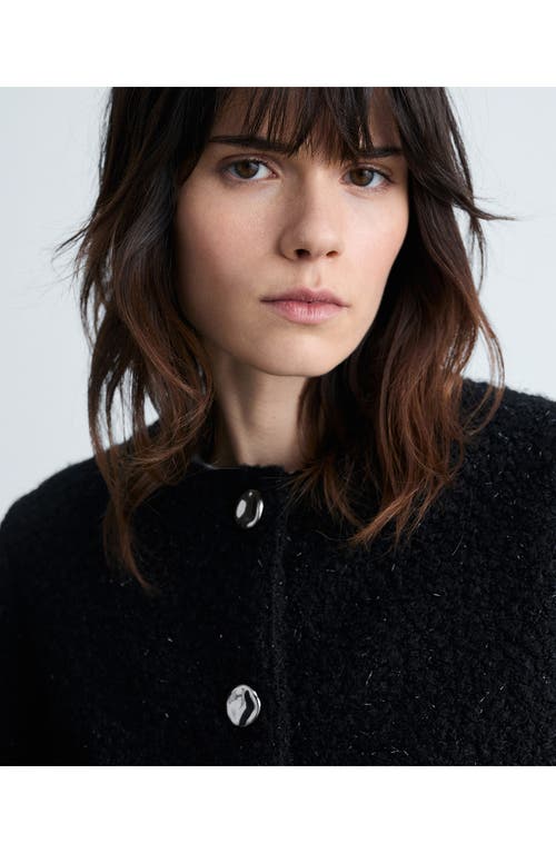 Mango Bouclè Tweed Jacket In Black