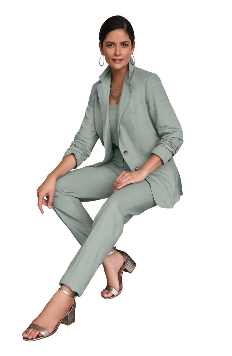 Jessica London Long Denim Jacket, Main, color, Grey Spruce