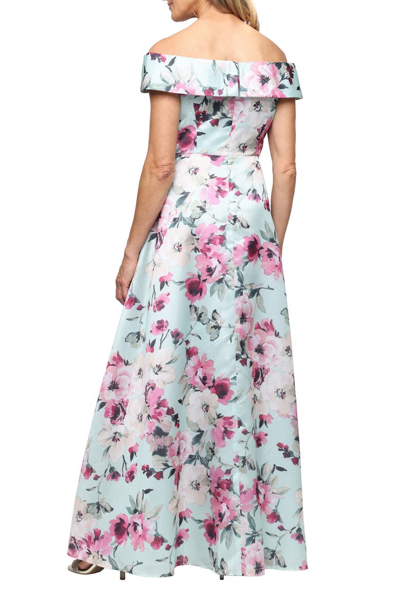 Floral Off-Shoulder Yoryu Gown, Alternate, color, MINT MULTI