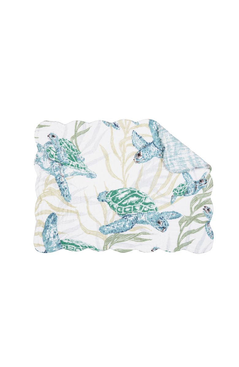 C&F Home Cape Canaveral Reversible Washable Set of 6 Placemats 13" x 19", Main, color, White