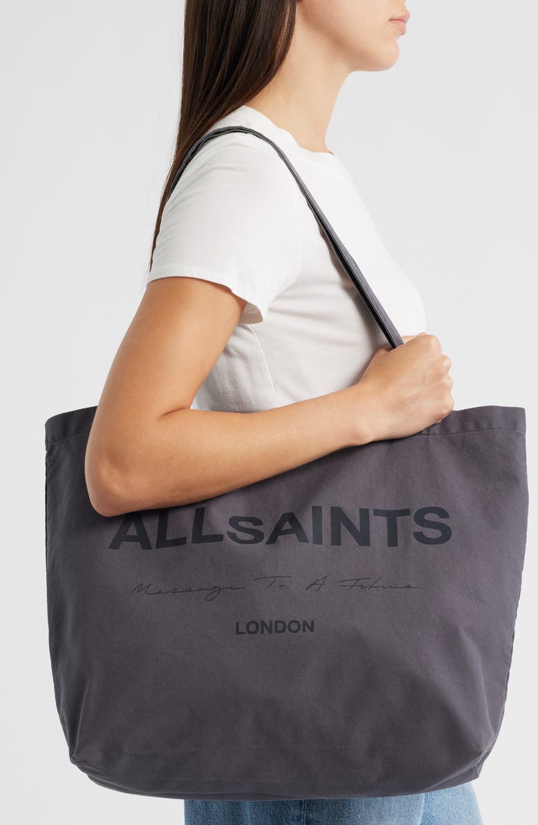 AllSaints Future Cotton Canvas Tote, Alternate, color, Sunil Blue
