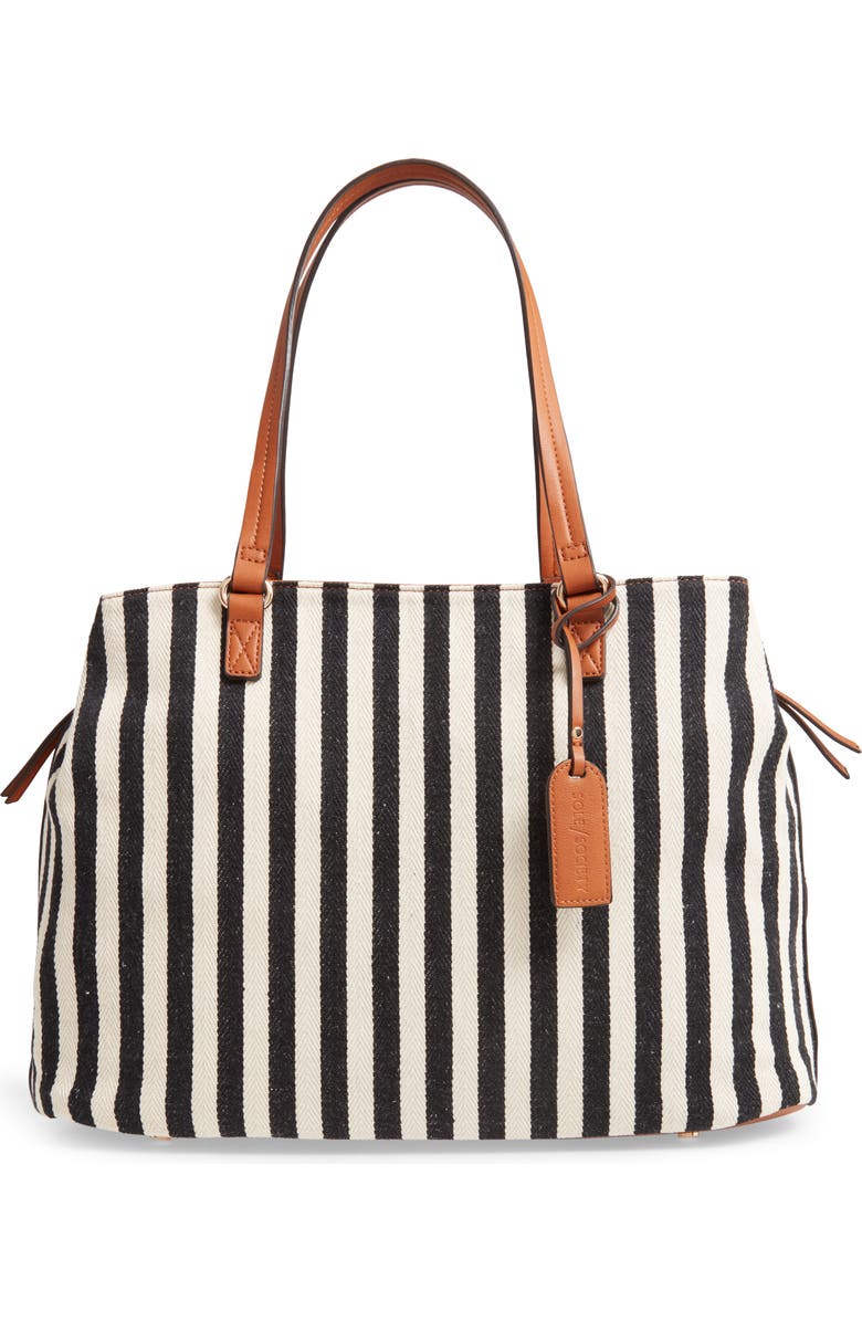 Sole Society 'Oversize Millie' Stripe Print Tote, Main, color,