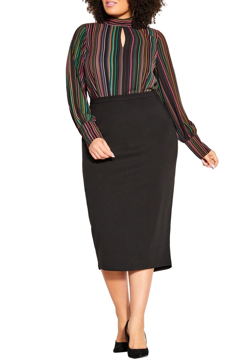 Hailey Exposed Back Zip Pencil Skirt, Alternate, color, BLACK