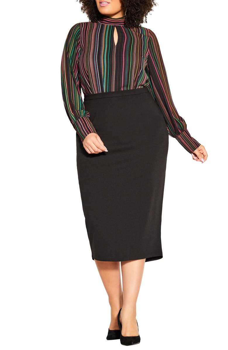 City Chic Hailey Exposed Back Zip Pencil Skirt, Alternate, color, 