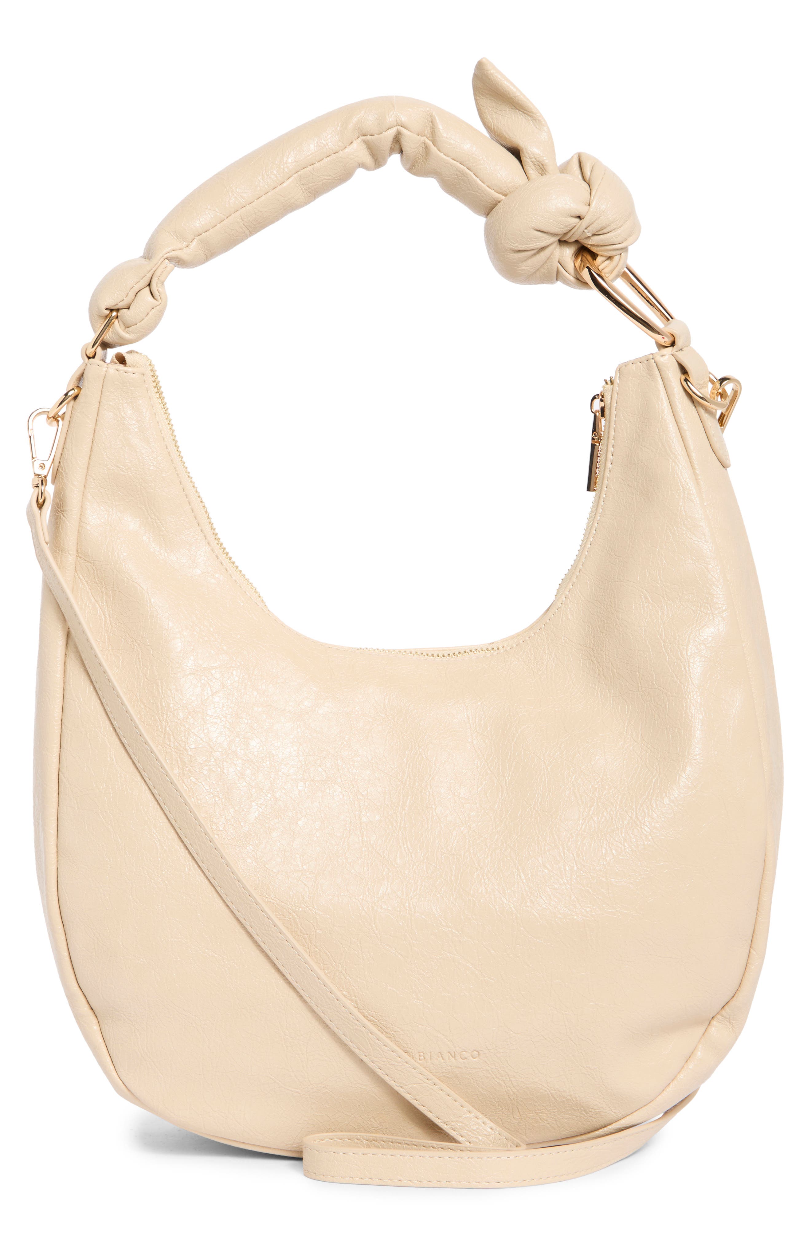 Melie Bianco Lilie Knotted Handle Shoulder Bag, Alternate, color, Beige