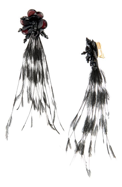 Feather Fringe Clip-On Earrings