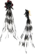 Oscar de la Renta Feather Fringe Clip-On Earrings