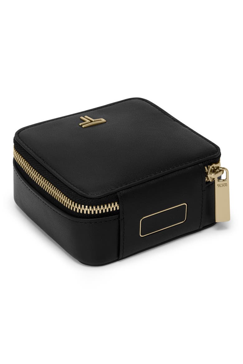 Leather Jewelry Case, Alternate, color, BLACK/ LIGHT GOLD