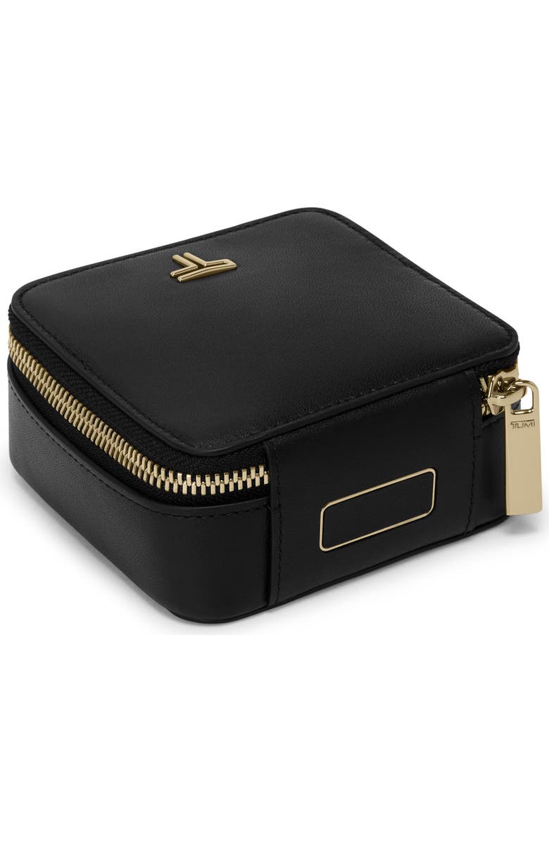 TUMI Leather Jewelry Case, Alternate, color, Black/ Light Gold