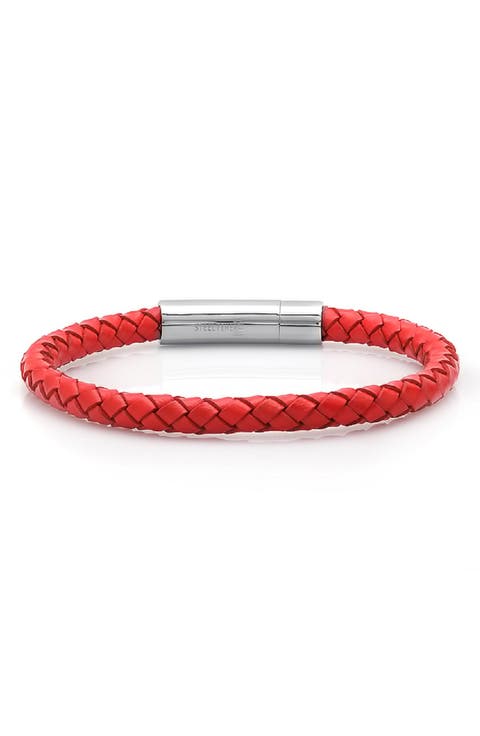 Stainless Steel Charm & Braided Leather Bracelet