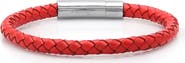 HMY JEWELRY Stainless Steel Charm & Braided Leather Bracelet