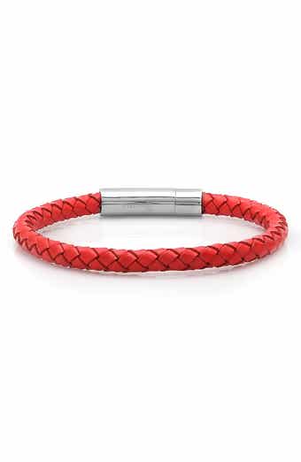 HMY JEWELRY Stainless Steel Charm & Braided Leather Bracelet