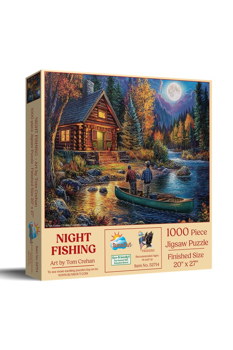 Night Fishing 1000 piece Jigsaw Puzzle for Adults, Main, color, Multicolor