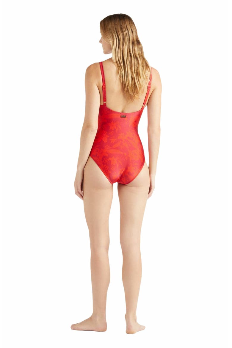 Women's Flower Power Underwire One-Piece Swimsuit, Alternate, color, LIPSTICK