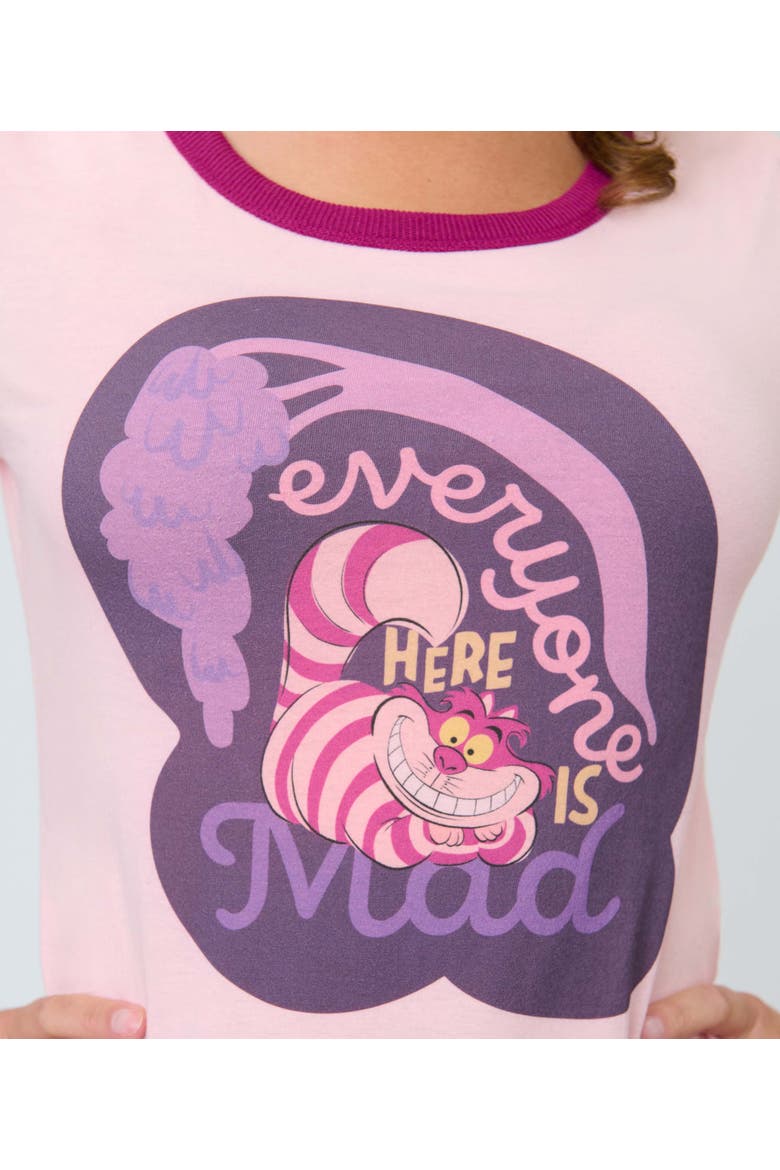 Ringer Graphic Tee, Alternate, color, Pink Cat Print