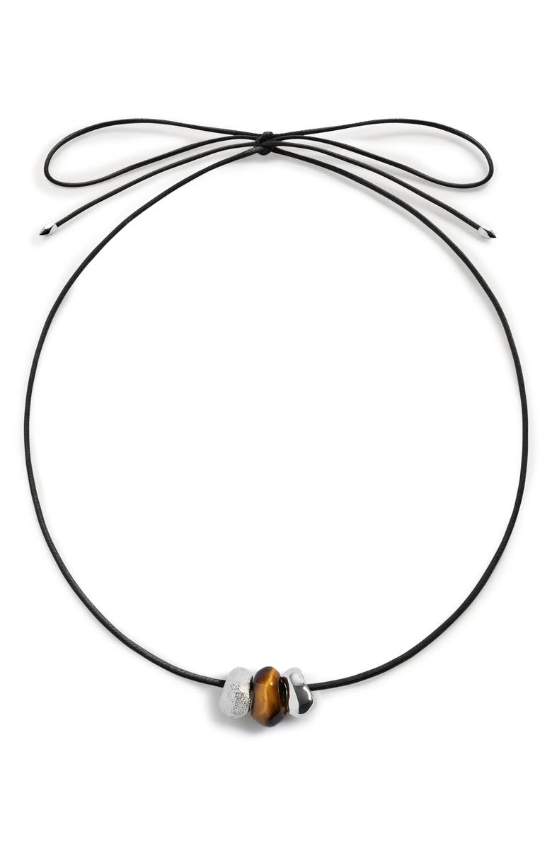 Monica Vinader Antica Gemstone Cord Necklace, Main, color, Sterling Silver / Tigers Eye