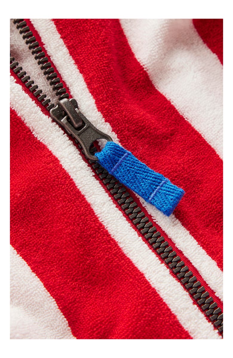 Mini Boden Kids' Stripe Terry Hooded Cover-Up Dress, Alternate, color, Red Stripe