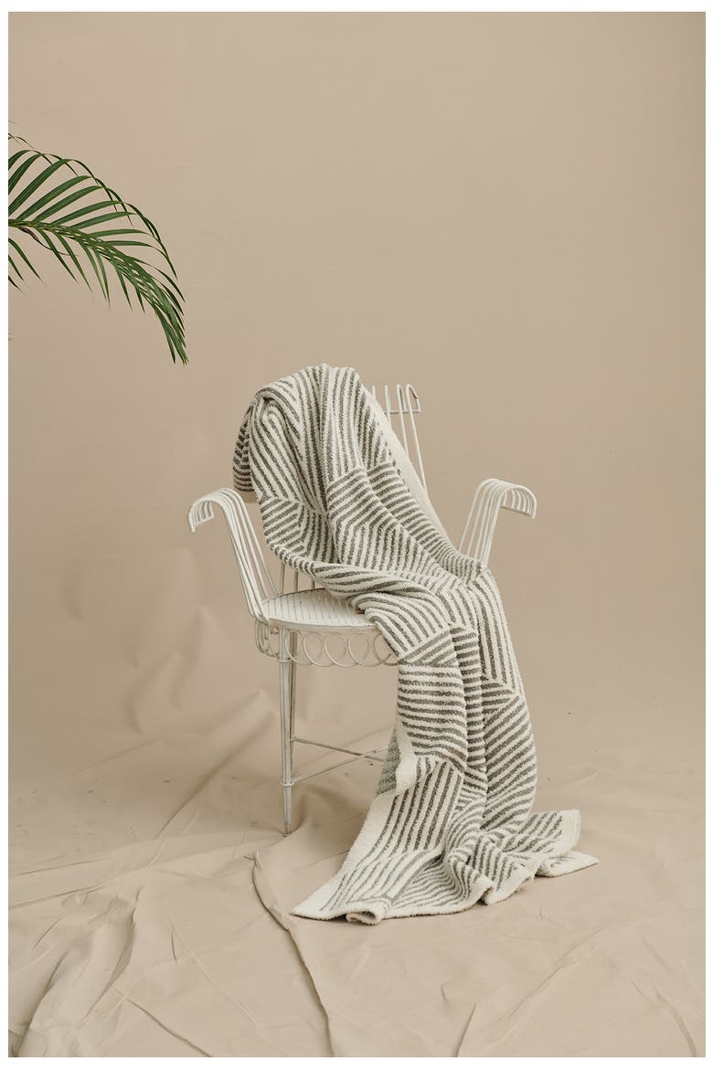 Linea Mixed Stripe CozyChic® Throw Blanket, Alternate, color, CREAM-MOONWATER