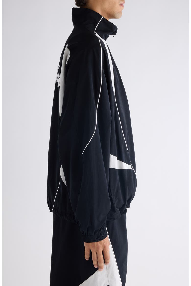 Peachy Embroidered Logo Piped Track Jacket, Alternate, color, BLACK