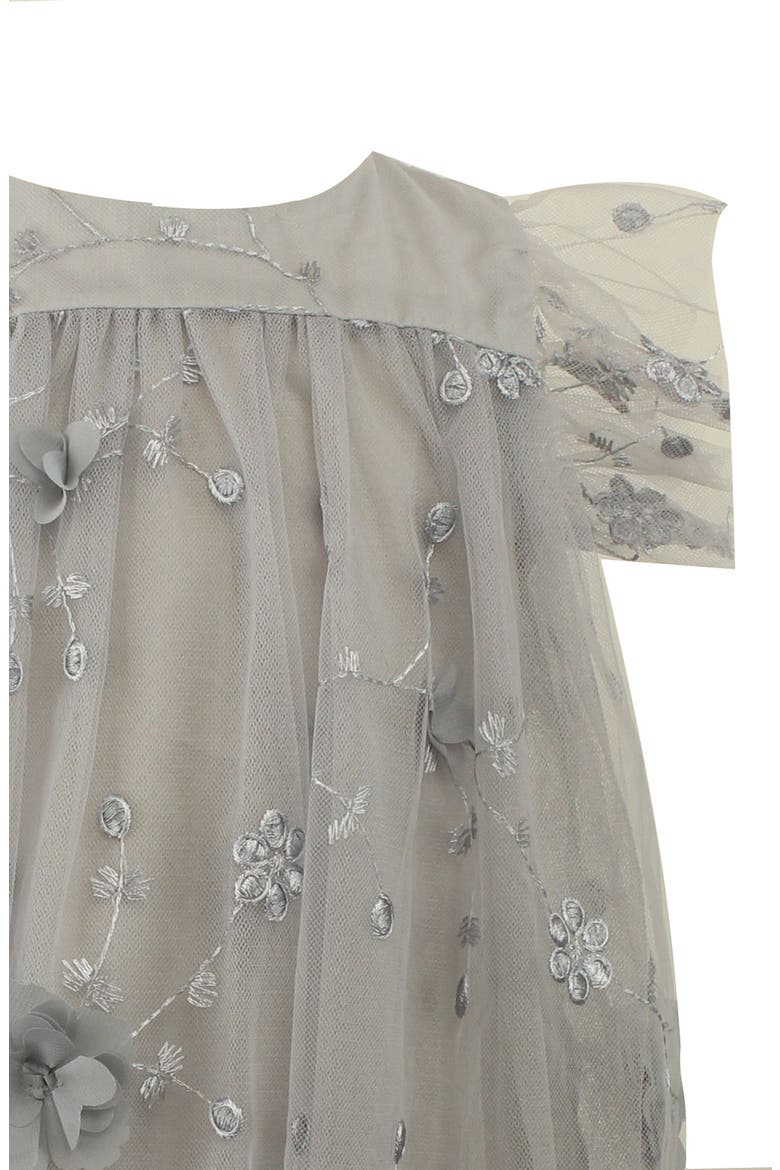 Kids' 3D Floral Party Dress, Alternate, color, GREY