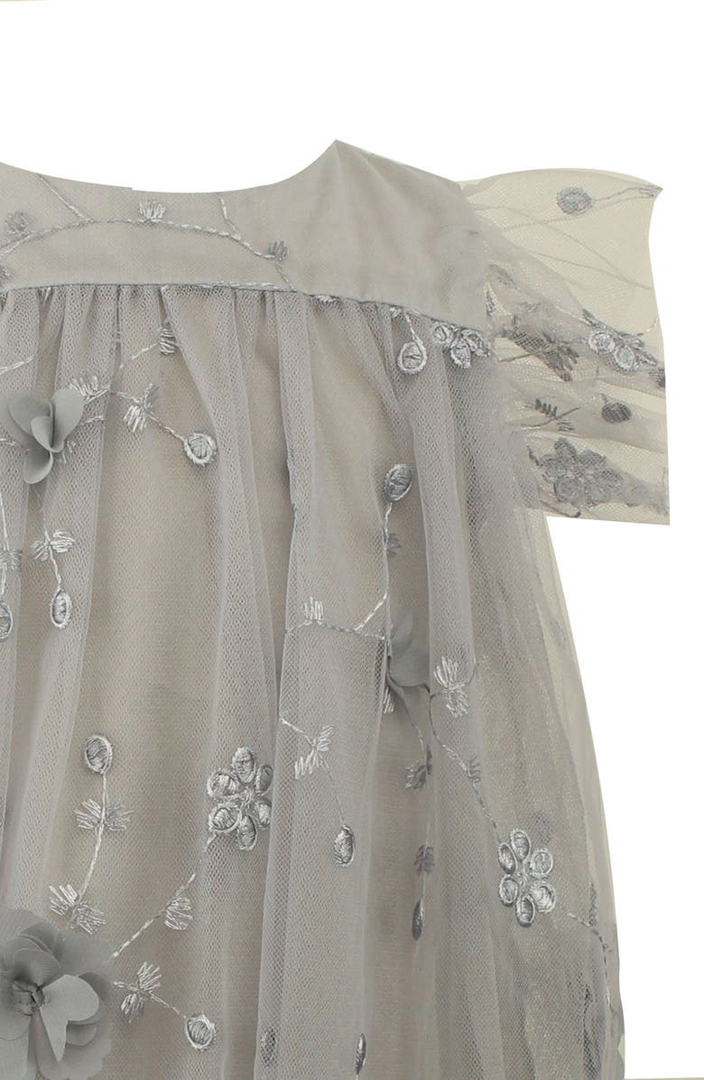 Popatu Kids' 3D Floral Party Dress, Alternate, color, Grey