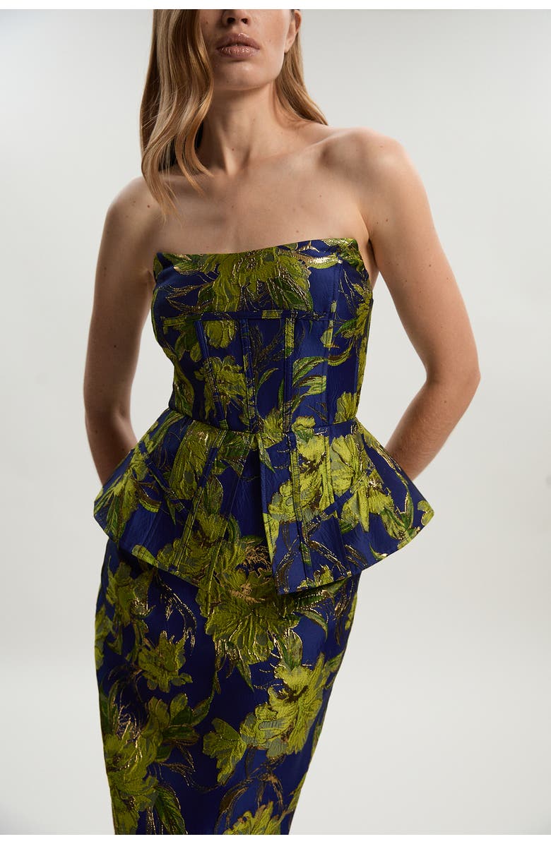 Karen Millen Petite Floral Jacquard Midi Pencil Dress, Alternate, color, Multi