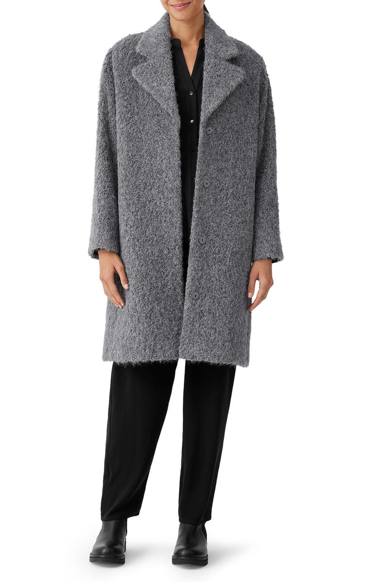 Eileen Fisher Notched Lapel Alpaca & Wool Blend Coat, Main, color, 