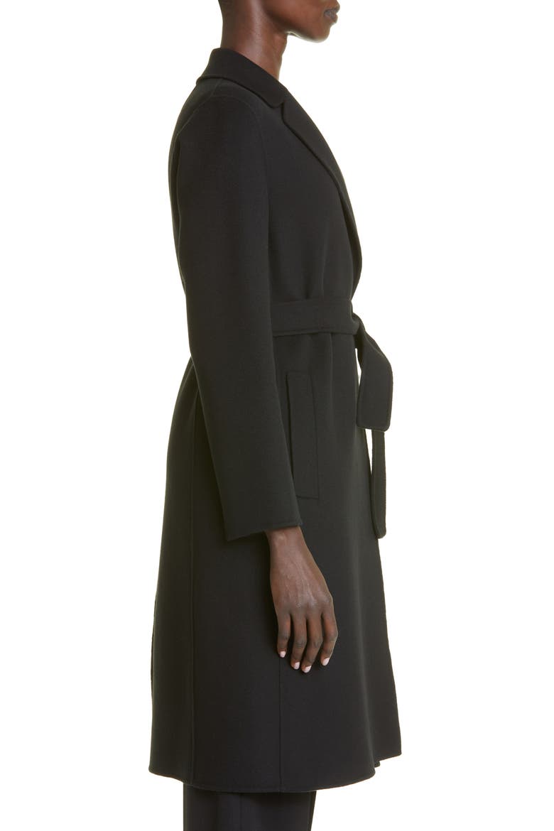 Pauline Belted Virgin Wool Coat, Alternate, color, BLACK