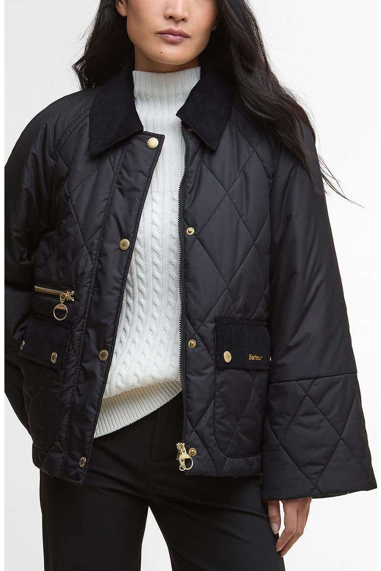 Martha Diamond Quilted Jacket, Main, color, BLACK/ CLASSIC TARTAN