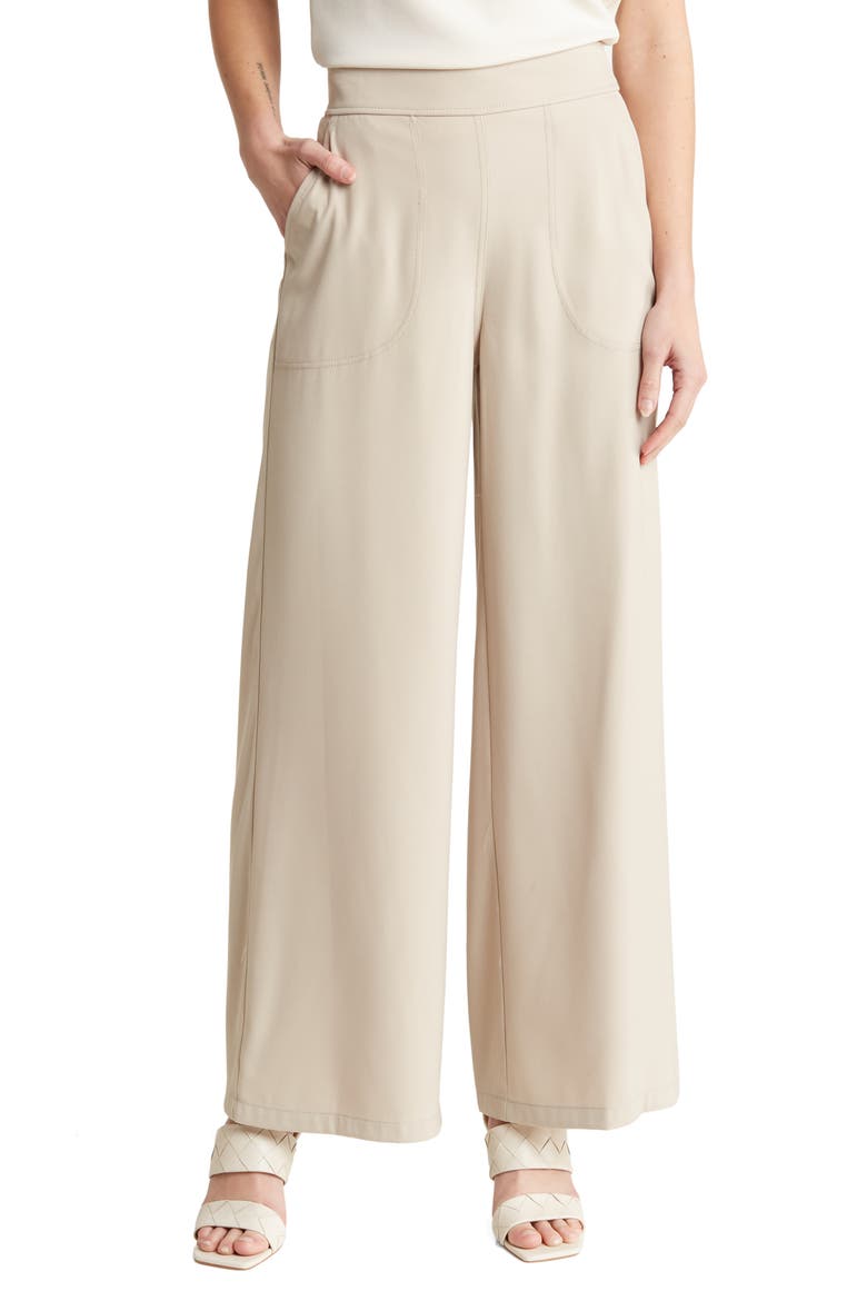 Twill Easy Wide Leg Trouser, Main, color, PUMICE