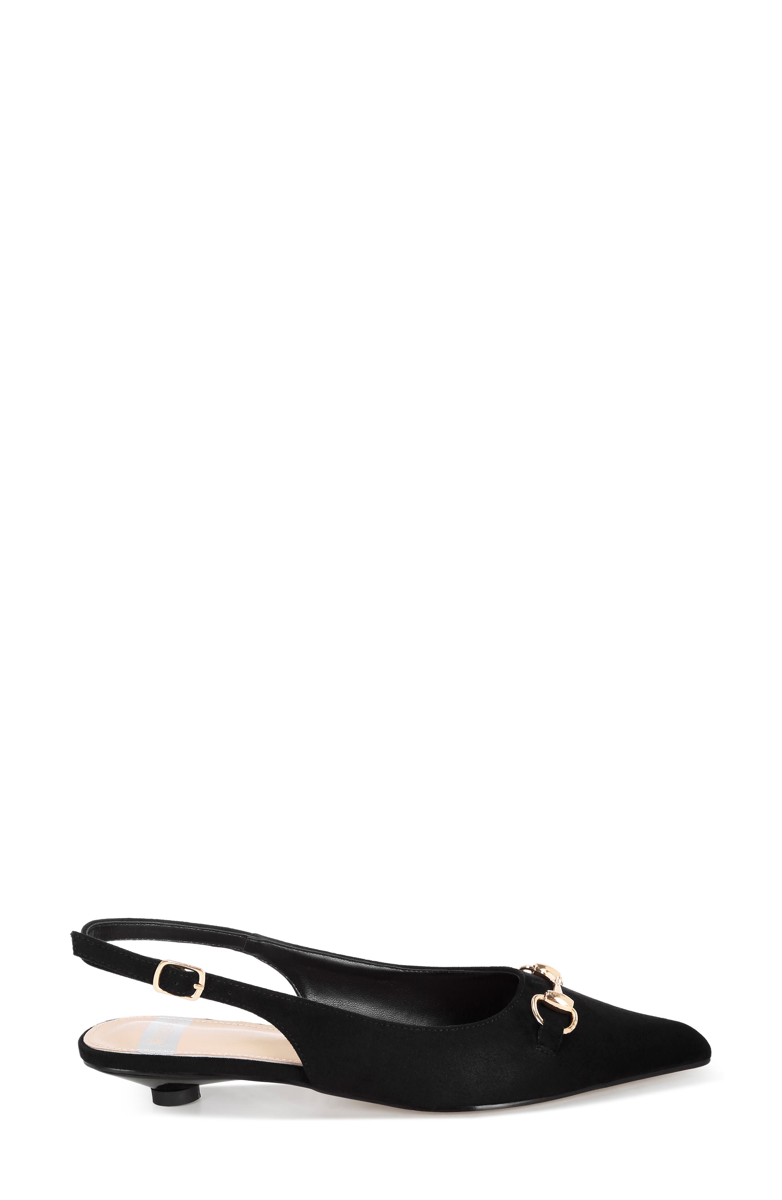 Bell Flower Leather Slingback Pump, Alternate, color, BLACK SUEDE