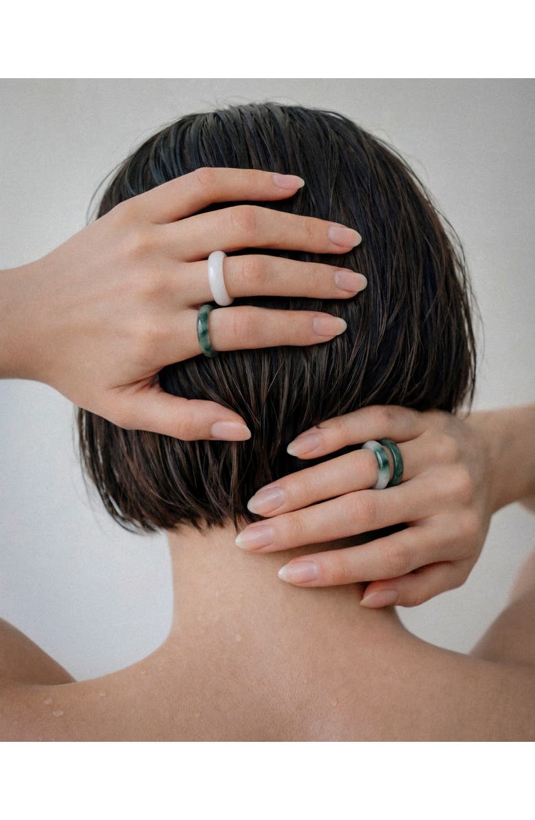 seree Koi Mottled green jade ring, Alternate, color, Green