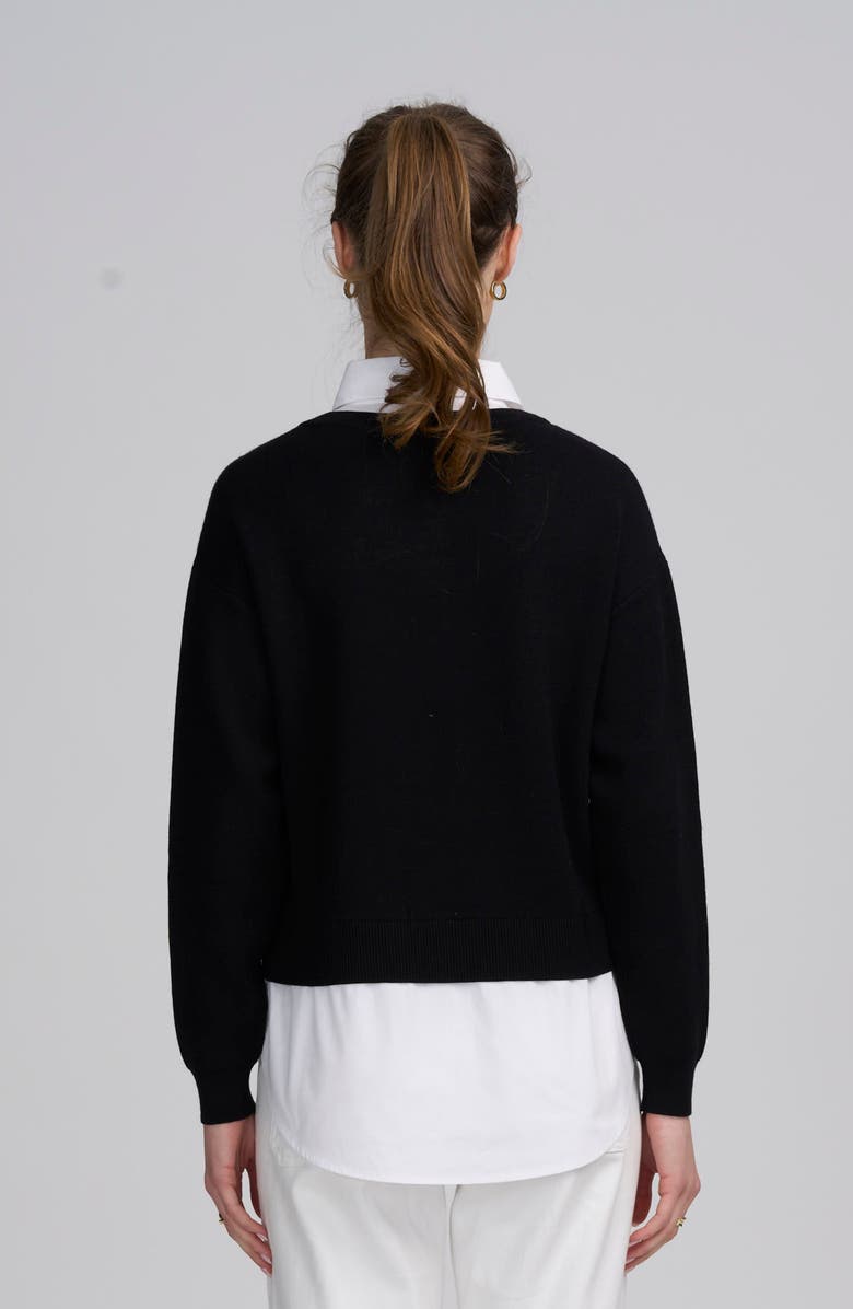 ELLE Collection Le Marais Twofer Sweater, Alternate, color, Black Ivory