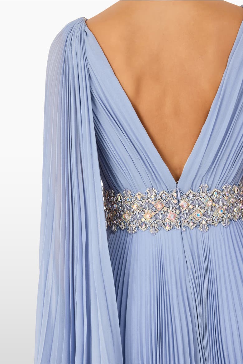 Fesco Embellished-Waist Pleated Maxi Dress, Alternate, color, Blue Slate
