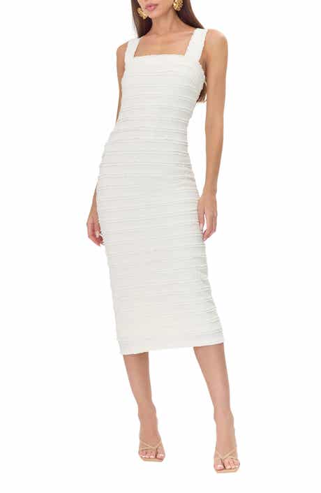 Adelyn Rae Lara Lace Trim Textured Body-Con Midi Dress
