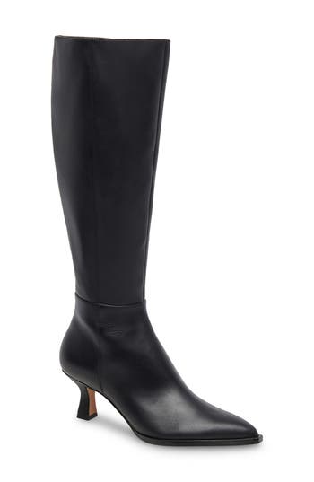 Dolce Vita Auggie Pointed Toe Knee High Boot In Black Leather