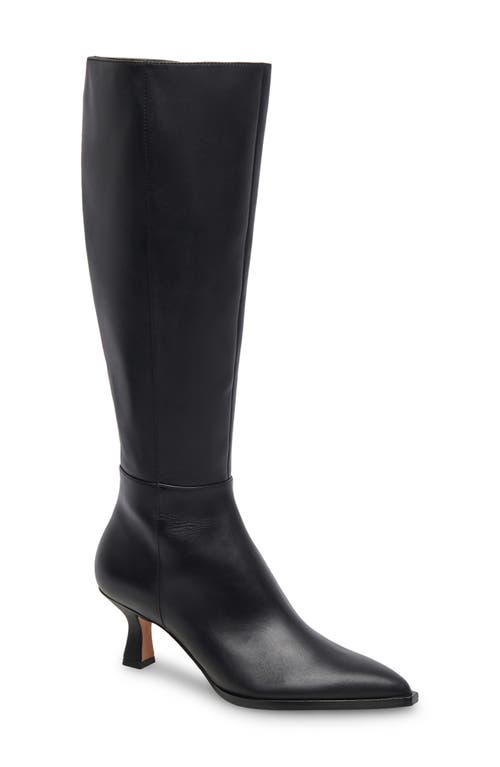 Dolce Vita Auggie Pointed Toe Knee High Boot in Black Leather 