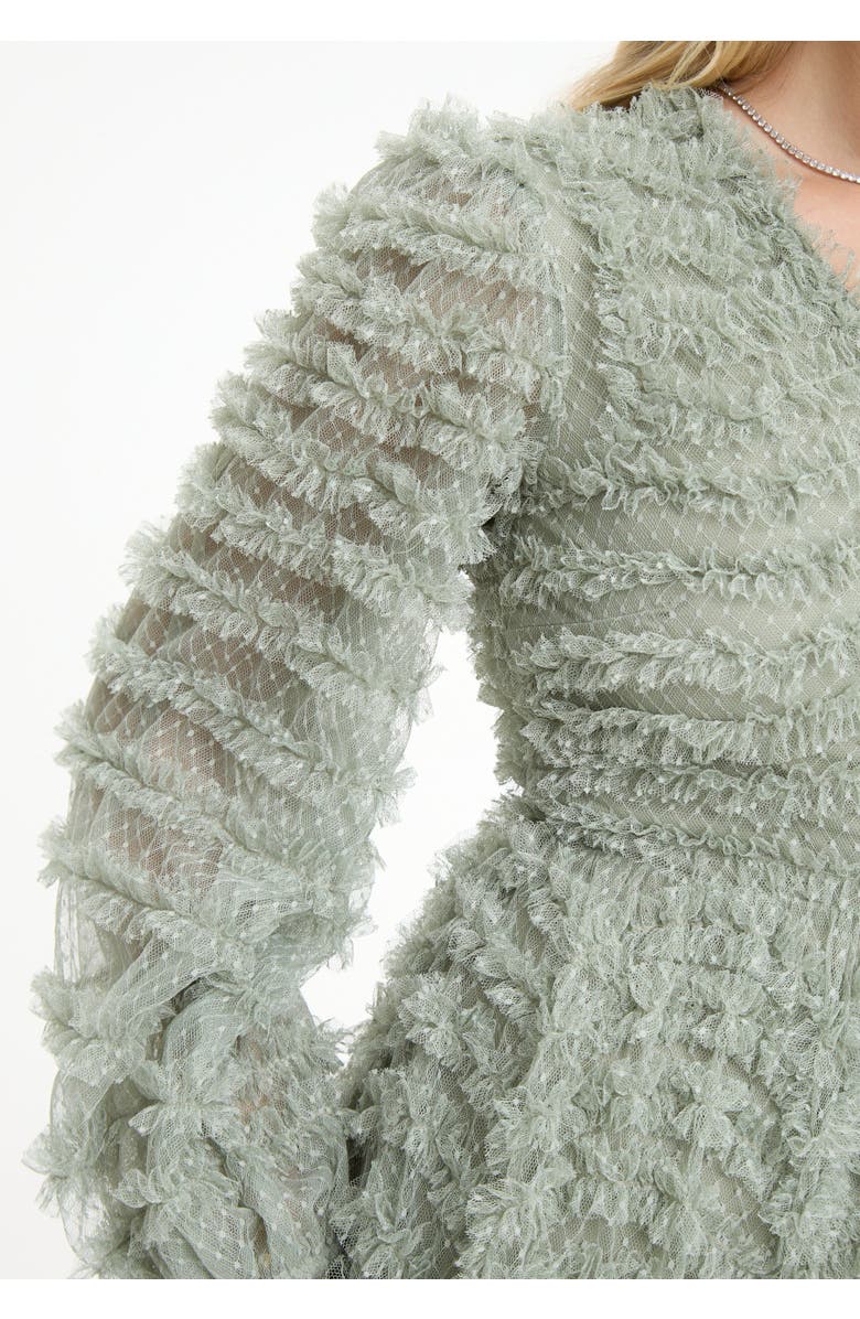 BEAUUT Tulle Mesh Midi Dress, Alternate, color, Sage Green