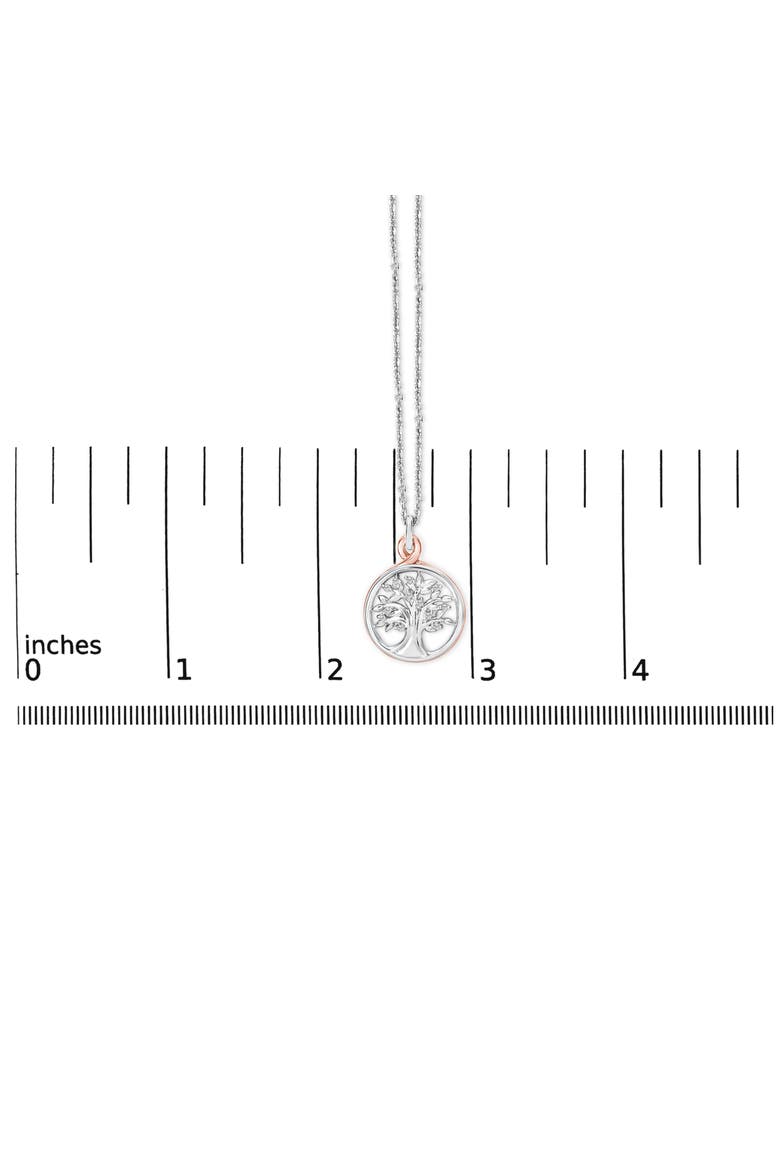 14K Rose Gold Plated Sterling Silver Diamond Accent Tree of Life Pendant Necklace, Alternate, color, White Gold over Silver