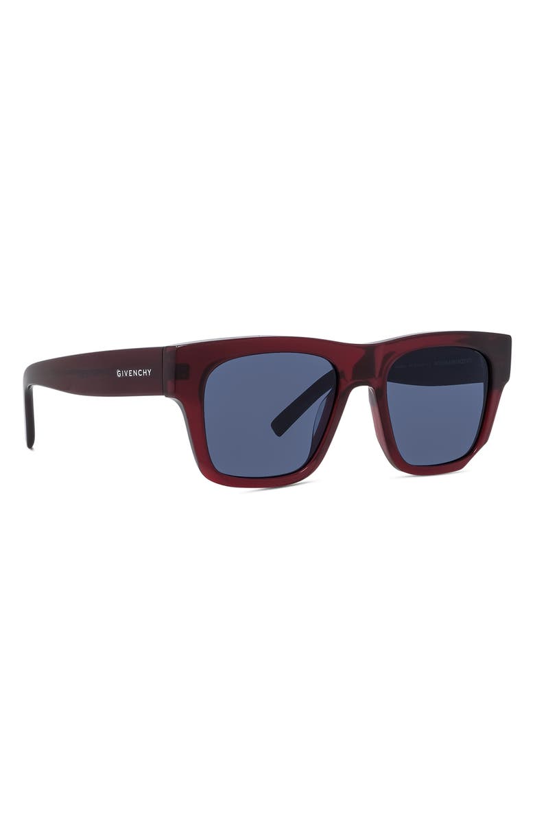 Givenchy 52mm Polarized Square Sunglasses, Alternate, color, Shiny Bordeaux / Blue