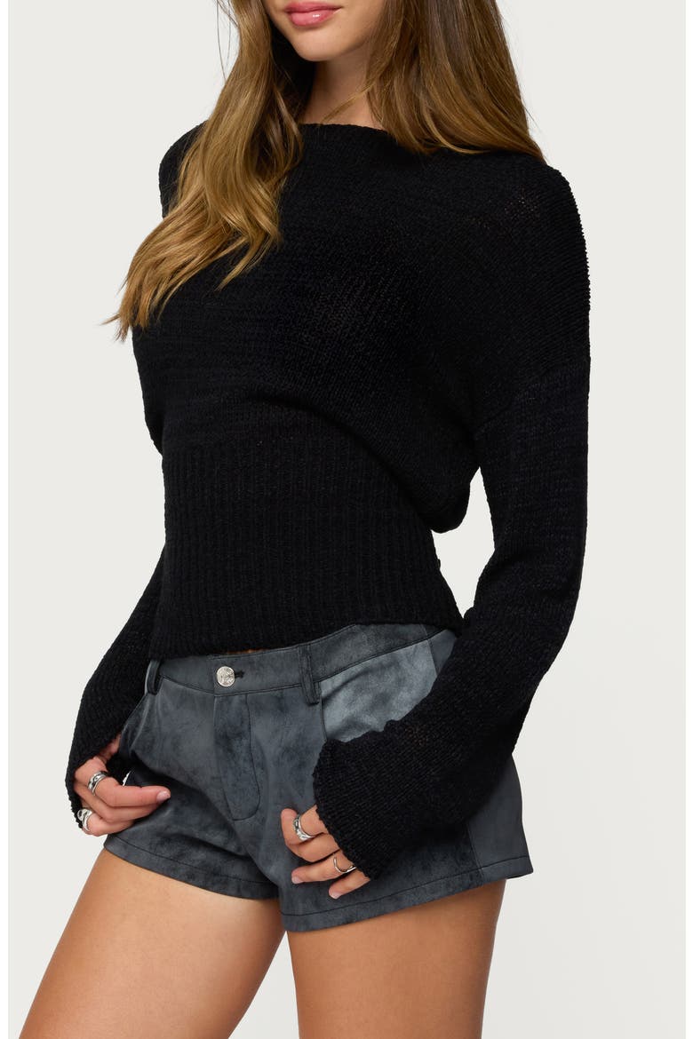 Tezi Boat Neck Crop Sweater, Alternate, color, BLACK