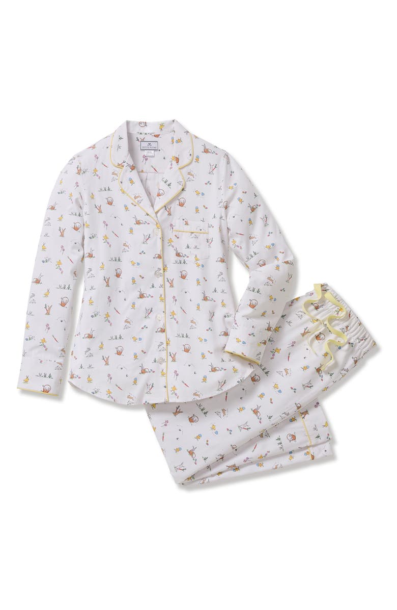 Petite Plume Brushed Cotton Twill Pajamas, Main, color, White
