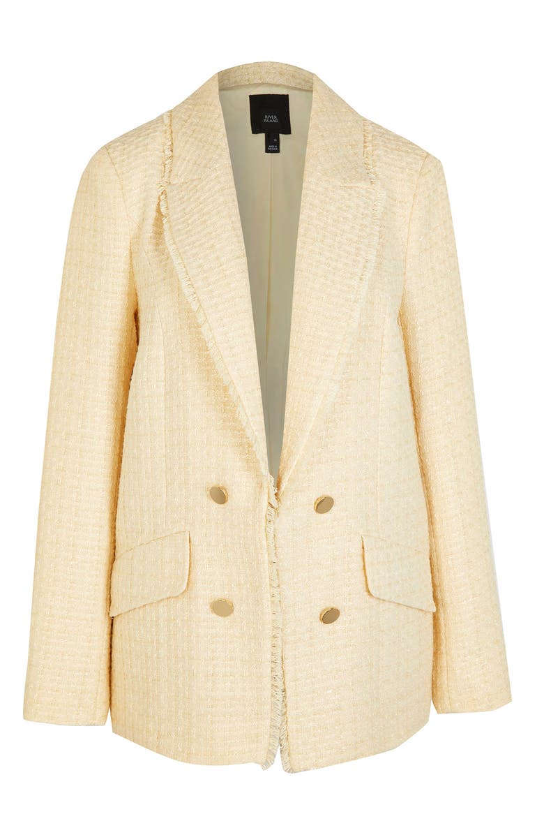 River Island Edge to Edge Double Breasted Boucle Blazer, Alternate, color,