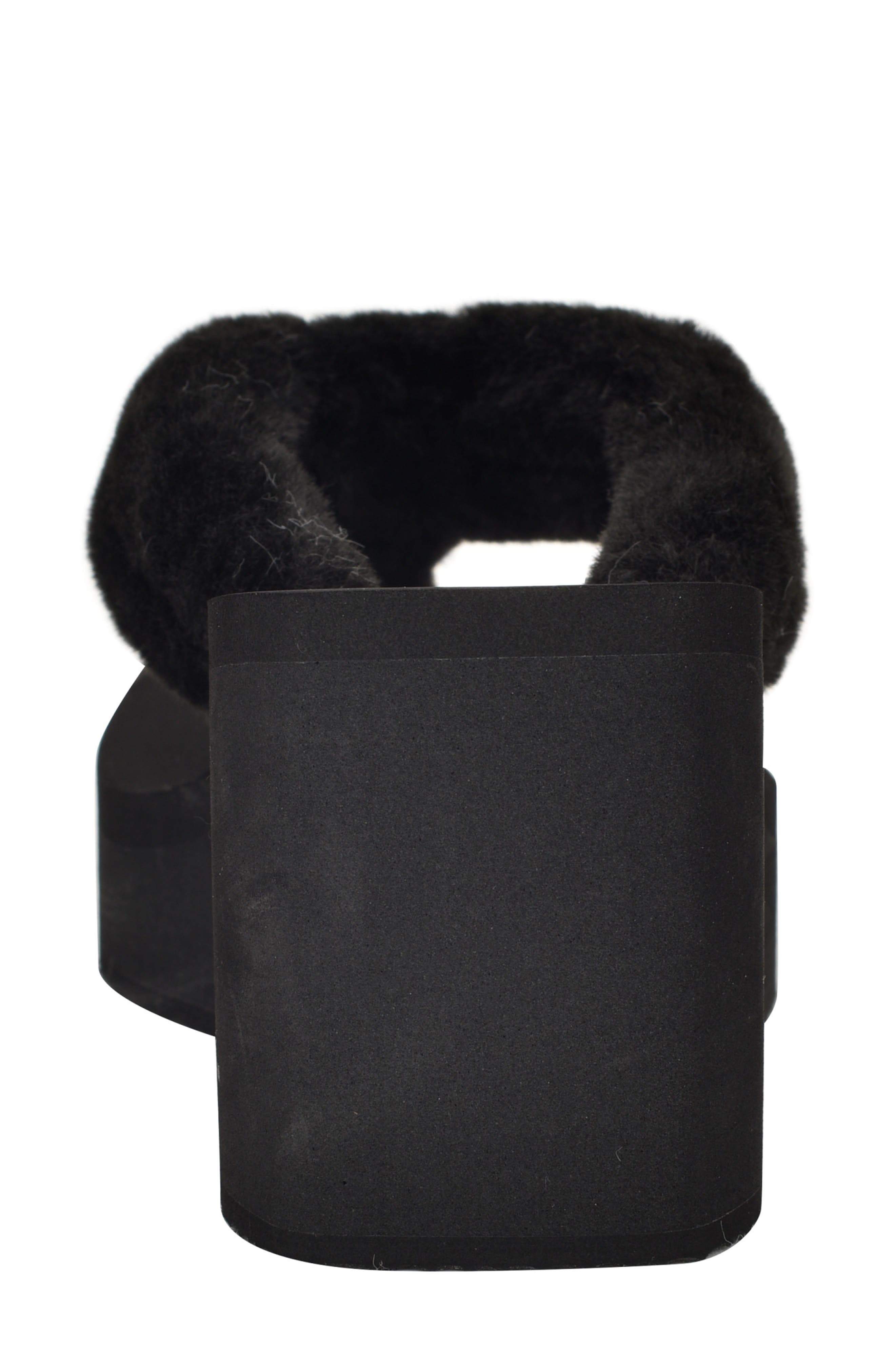 GUESS Sabinn Faux Fur Wedge Sandal, Alternate, color, Black