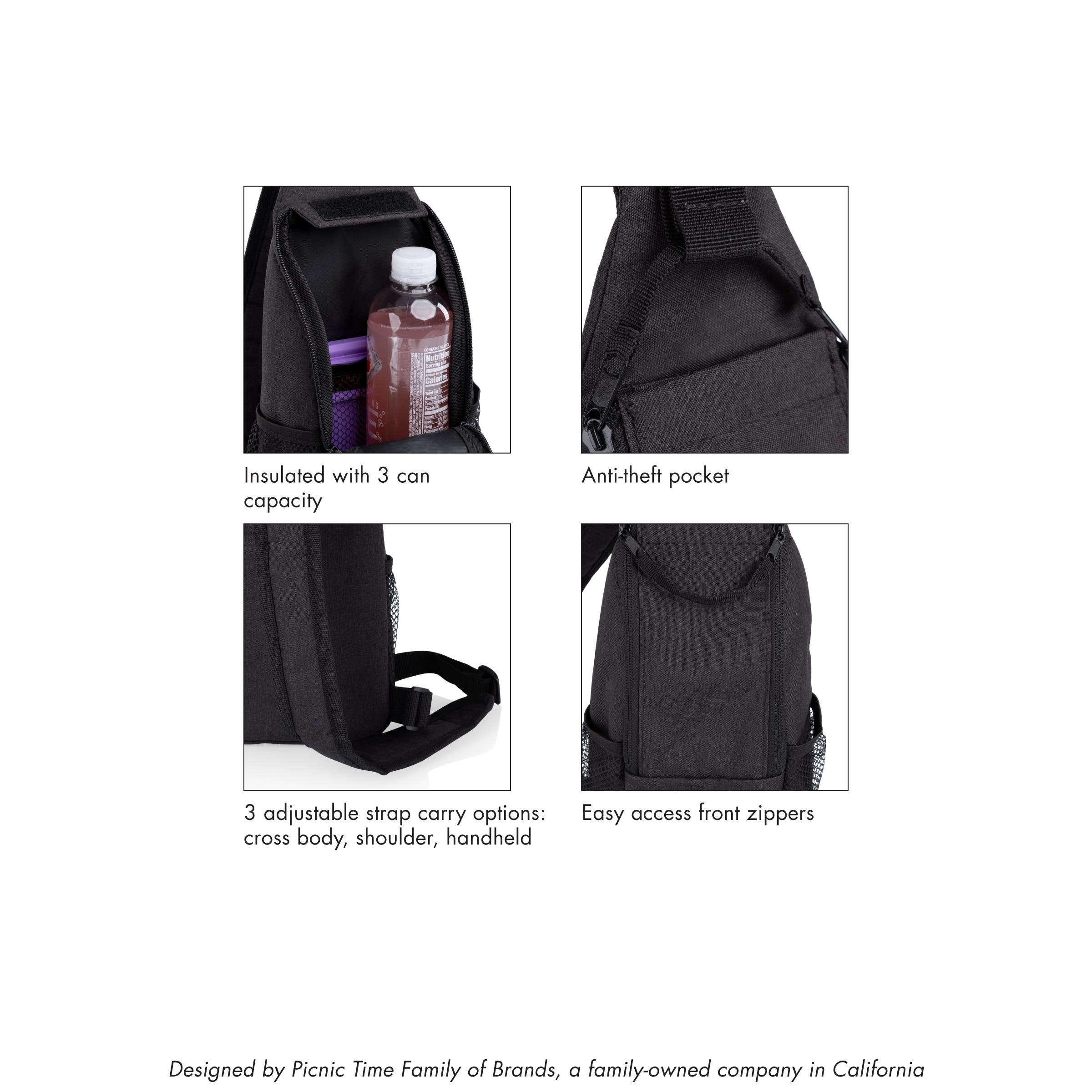 Oniva Strider Crossbody Cooler Sling Bag, Alternate, color, Black