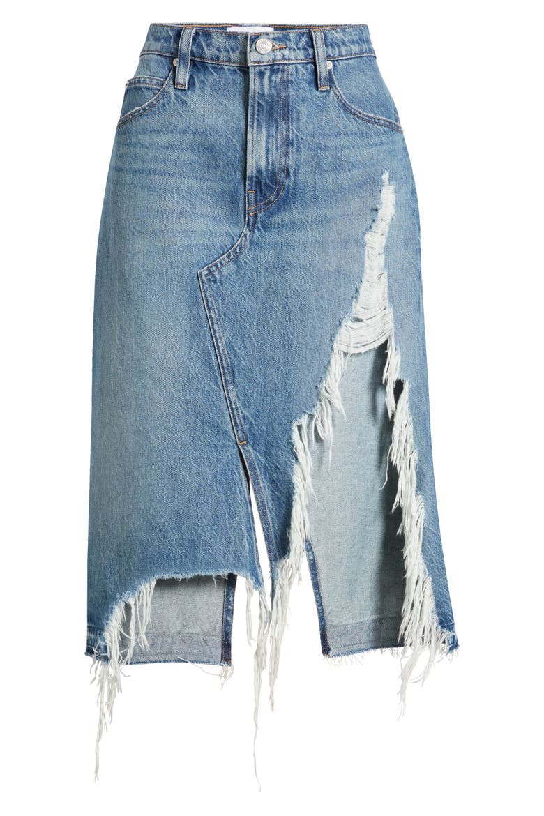 Deconstructed Denim Midi Skirt, Alternate, color, SALEM
