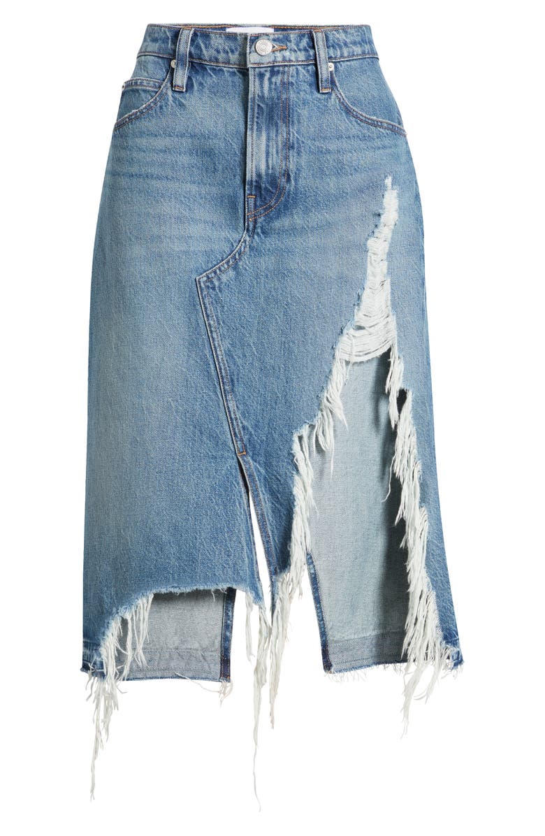 FRAME Deconstructed Denim Midi Skirt, Alternate, color, 
