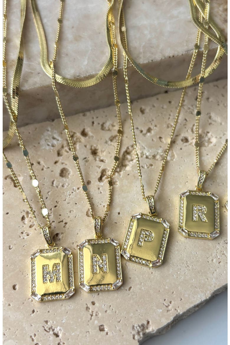 Initial Tag Pendant Necklace, Alternate, color, GOLD-N