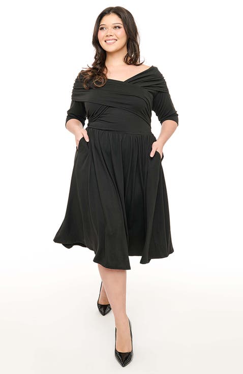 Plus Size Off Shoulder Swing Dress